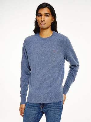 Muške Tommy Hilfiger Soft Merino Wool Crew Neck Jumper Džemper Plava | TH345MYB