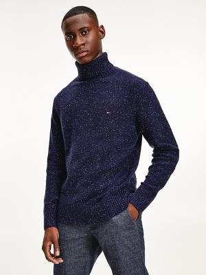 Muške Tommy Hilfiger Speckled Roll Neck Relaxed Jumper Džemper Plava | TH450KJY