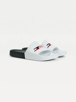 Muške Tommy Hilfiger Sport Colour-Blocked Pool Slides Sandale Bela | TH401LGQ