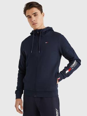 Muške Tommy Hilfiger Sport Essential TH Cool Zip-Thru Duks Hoodie Plava | TH347DQF