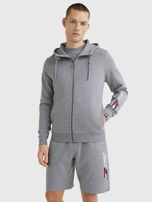 Muške Tommy Hilfiger Sport Essential TH Cool Zip-Thru Duks Hoodie Siva | TH829XON