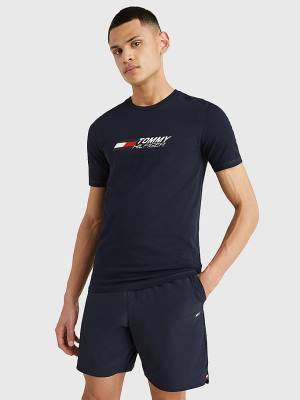 Muške Tommy Hilfiger Sport Organic Cotton Logo Majice Plava | TH086RYH