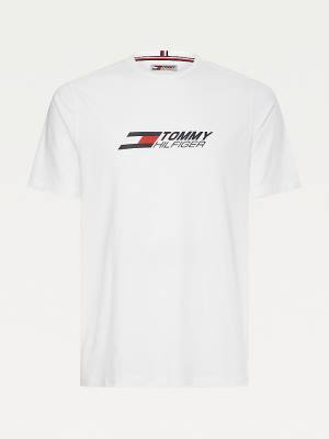 Muške Tommy Hilfiger Sport Organic Cotton Logo Majice Bela | TH201AHI