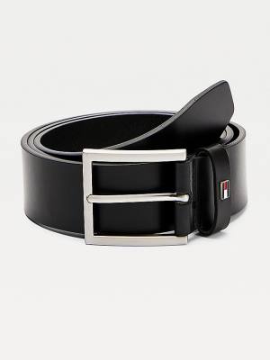 Muške Tommy Hilfiger Square Buckle Leather Kaiševi Crna | TH859TWF