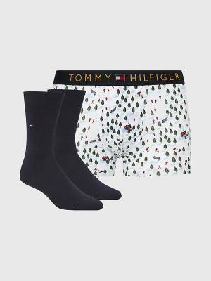 Muške Tommy Hilfiger Stretch Cotton Trunks And Socks Set Donji veš Braon | TH149WXL