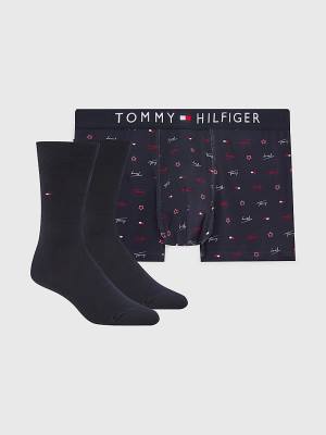 Muške Tommy Hilfiger Stretch Cotton Trunks And Socks Set Donji veš Braon | TH170MHE