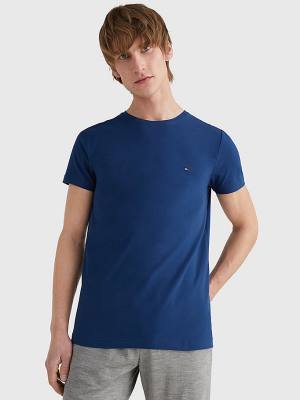 Muške Tommy Hilfiger Stretch Organic Cotton Slim Fit Majice Plava | TH108WIV