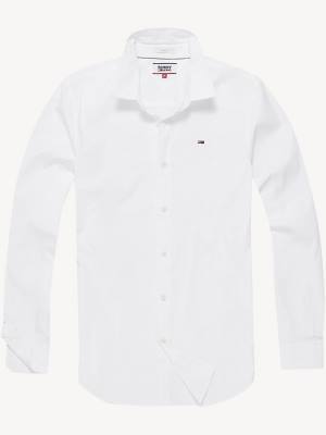 Muške Tommy Hilfiger Stretch Slim Fit Košulje Bela | TH956XGQ