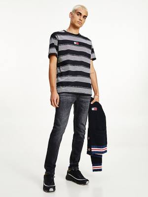 Muške Tommy Hilfiger Stripe Badge Relaxed Fit Majice Crna | TH469MDY