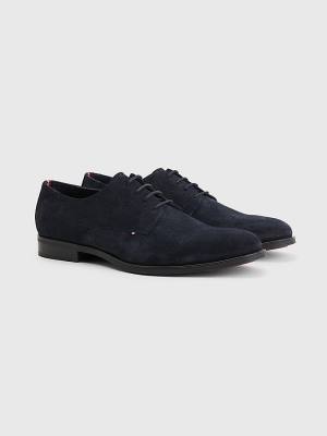 Muške Tommy Hilfiger Suede Derby Svečane cipele Plava | TH318UPS