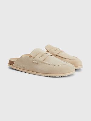 Muške Tommy Hilfiger Suede Slip-On Mules Sandale Bež | TH196MQU