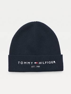 Muške Tommy Hilfiger TH Established Knitted Cotton Beanie Kape Plava | TH816RVK