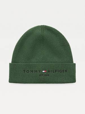 Muške Tommy Hilfiger TH Established Knitted Cotton Beanie Kape Zeleno | TH923DSF