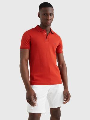 Muške Tommy Hilfiger TH Flex Bubble Weave Slim Polo Majice Crveni | TH290YHC