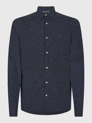 Muške Tommy Hilfiger TH Flex Print Slim Fit Košulje Plava | TH018VDC