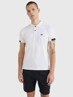 Muške Tommy Hilfiger TH Flex Tech Essentials Slim Polo Majice Bela | TH195LSU