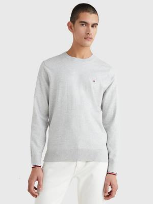 Muške Tommy Hilfiger TH Flex Tipped Cuffs Jumper Džemper Siva | TH540JEP