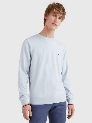 Muške Tommy Hilfiger TH Flex Tipped Cuffs Jumper Džemper Plava | TH931LZY