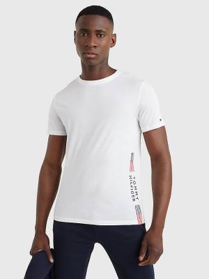 Muške Tommy Hilfiger TH Stretch Logo Print Pidžama Bela | TH874HMZ