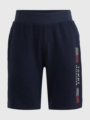 Muške Tommy Hilfiger TH Stretch Logo Track Šortsevi Plava | TH697MQU