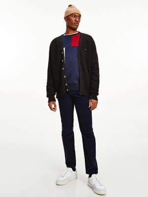 Muške Tommy Hilfiger Textured Relaxed Fit Cardigan Džemper Crna | TH528SKE