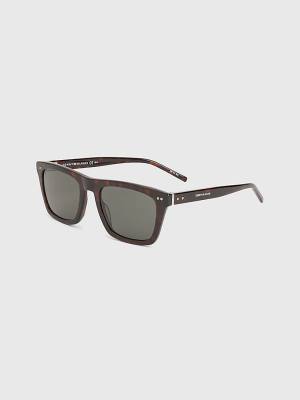 Muške Tommy Hilfiger Thick Rimmed Rectangular Sunčane Naočare Braon | TH570XUN