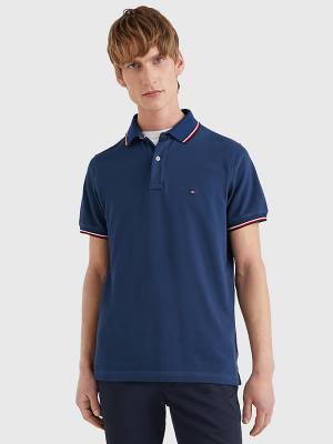 Muške Tommy Hilfiger Tipped Slim Fit Polo Majice Plava | TH752GNU