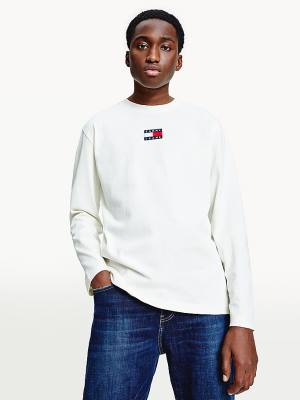 Muške Tommy Hilfiger Tommy Badge Long Sleeve Majice Bela | TH276VGJ