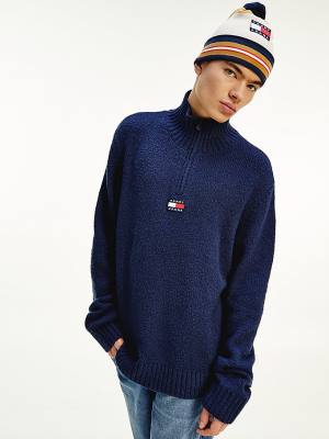 Muške Tommy Hilfiger Tommy Badge Mock Turtleneck Jumper Džemper Plava | TH706WSQ