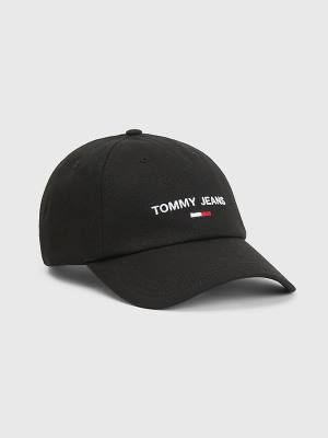 Muške Tommy Hilfiger Tommy Jeans Flag Cap Kape Crna | TH873HDZ