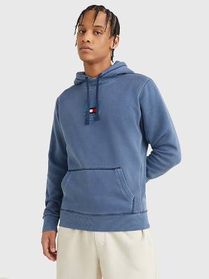 Muške Tommy Hilfiger Tonal Circle Logo Fleece Duks Hoodie Plava | TH421ULM