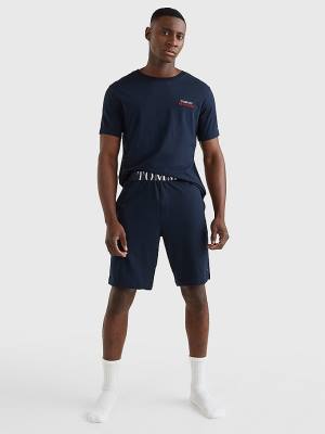 Muške Tommy Hilfiger Ultra Soft Logo Set Pidžama Plava | TH940GHI