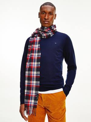 Muške Tommy Hilfiger Uptown Tartan Check Pure Wool Marame Plava | TH417TJF