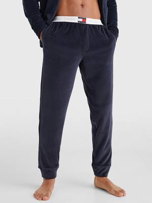 Muške Tommy Hilfiger Velour Repeat Logo Joggers Pidžama Plava | TH891NKE