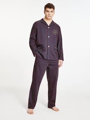 Muške Tommy Hilfiger Vertical Stripe Trousers Pidžama Plava | TH917HPD