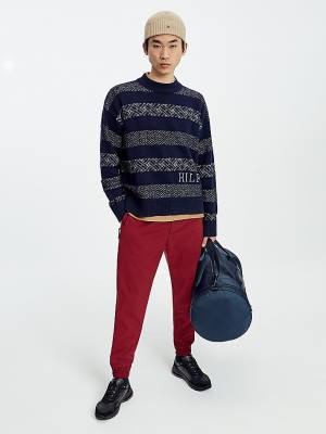 Muške Tommy Hilfiger Wool Oversized Fair Isle Jumper Džemper Plava | TH170JUS