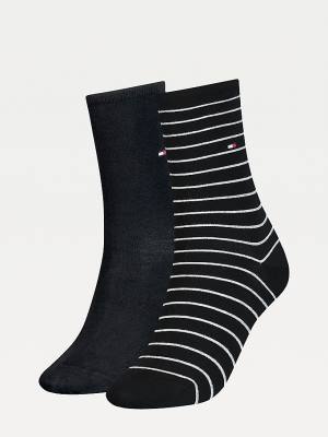 Ženske Tommy Hilfiger 2-Pack Slim Stripe Čarape Crna | TH873BAP