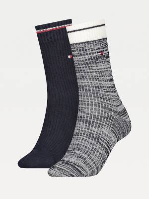 Ženske Tommy Hilfiger 2-Pack Stretch Cotton Ribbed Čarape Plava | TH692YXZ