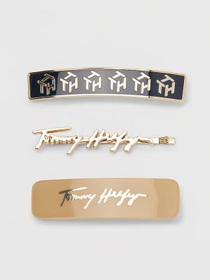 Ženske Tommy Hilfiger 3-Pack Iconic Hair Clips Kape Plava | TH071MIN