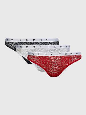 Ženske Tommy Hilfiger 3-Pack Lace Logo Waistband Briefs Donji veš Šarena | TH925LNB