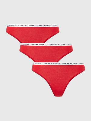 Ženske Tommy Hilfiger 3-Pack Recycled Cotton Thongs Donji veš Crveni | TH269UIV