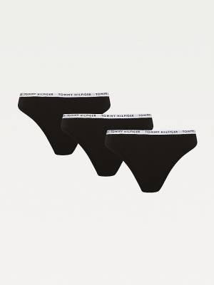 Ženske Tommy Hilfiger 3-Pack Recycled Cotton Thongs Donji veš Crna | TH345FRG