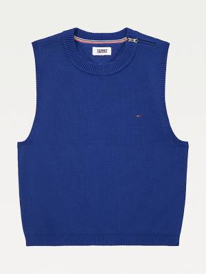 Ženske Tommy Hilfiger Adaptive Crop Mock Turtleneck Jumper Džemper Plava | TH175UST