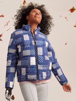 Ženske Tommy Hilfiger Adaptive Print Puffer Jakna Plava | TH107BXT