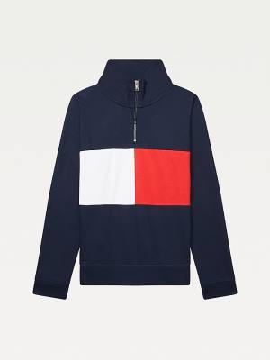 Ženske Tommy Hilfiger Adaptive Zipped Neck Flag Duksevi Plava | TH137MQV