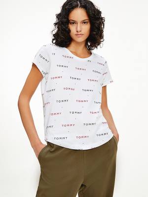 Ženske Tommy Hilfiger All-Over Logo Majice Bela | TH392TOF