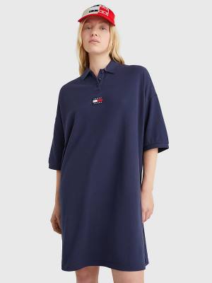 Ženske Tommy Hilfiger Badge Oversized Polo Haljine Plava | TH780GNI