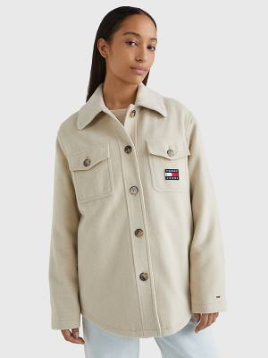 Ženske Tommy Hilfiger Badge Pocket Shacket Jakna Bež | TH315LDC