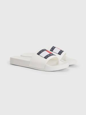 Ženske Tommy Hilfiger Badge Slides Sandale Bela | TH459SJP