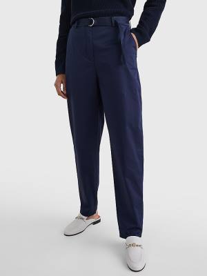 Ženske Tommy Hilfiger Belted Waist Tapered Leg Chinos Pantalone Plava | TH261OME